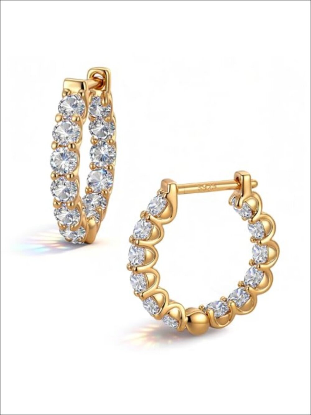 Handmade 925 Sterling Silver Hoop Earrings with Diamond for Women